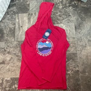 Life is good size medium long sleeve shirt with hood.